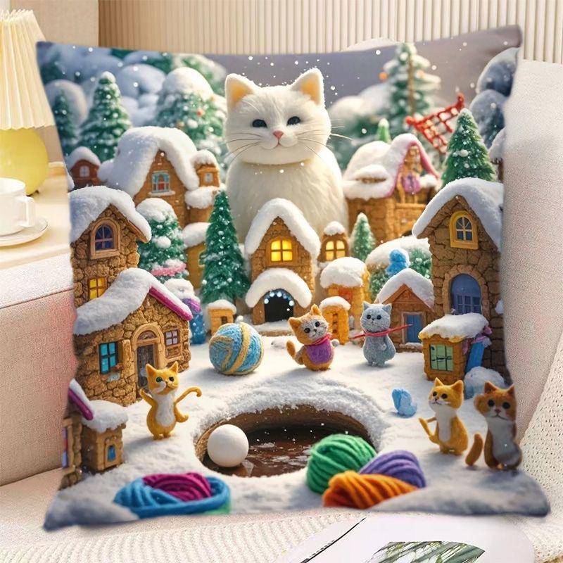 Домашний Декор Милые Кошки в Фантастических Сценах Наволочки для Подушек Декоративные Наволочки для Подушек Подходят для Дивана Спальни Автомобиля