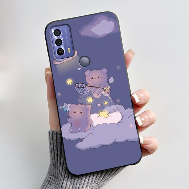 Phone Funda For TCL 20B 20Y 20E Case Aesthetic Cute Cat Astronaut Black Soft Silicone TPU Capa for TCL 20E 20Y 20B Back Cover