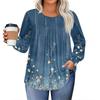 Womens Plus Size Tops Long Sleeve Shirts Round Neck Flowy Tunic Casual Loose Blouse L-5X