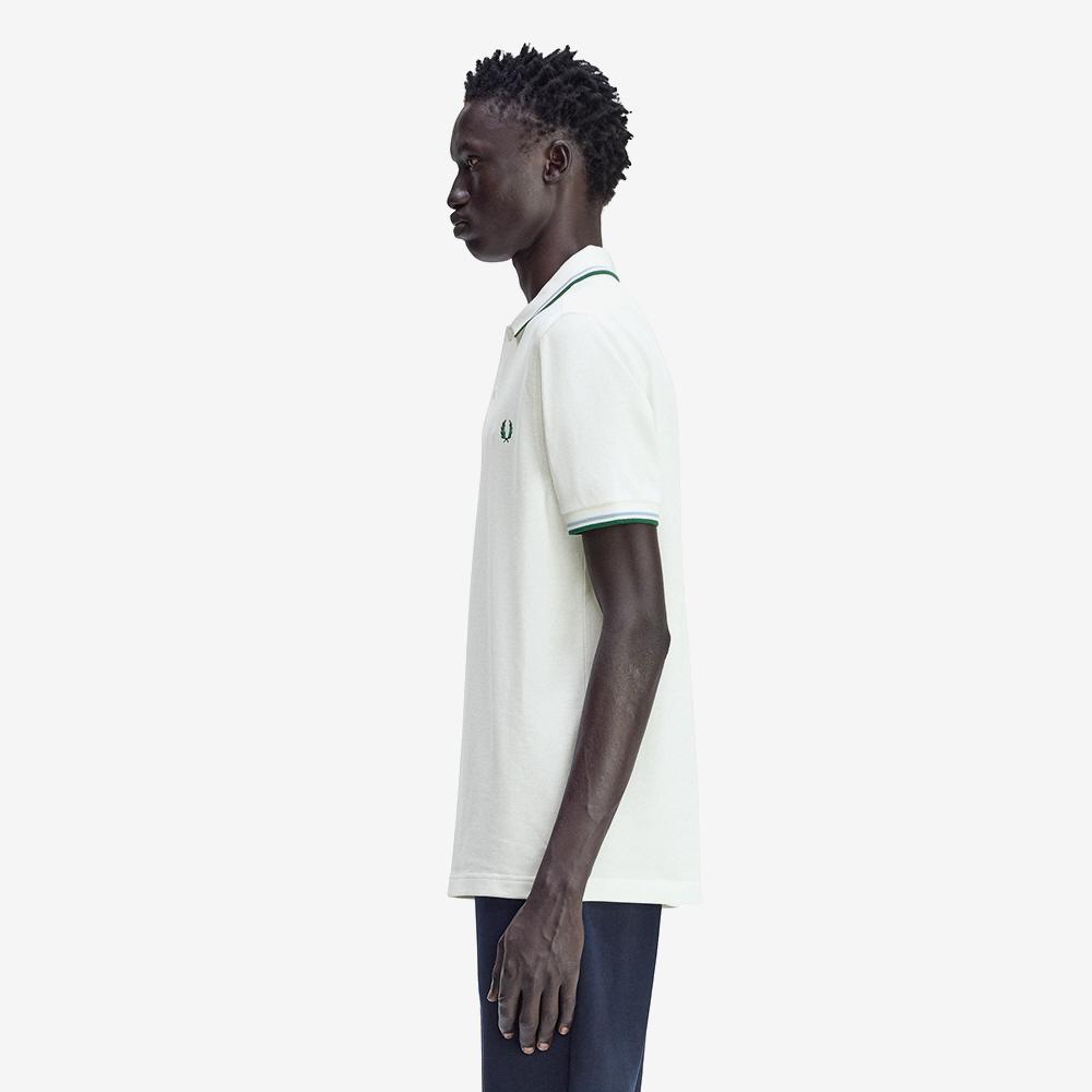 Fred Perry [M3600] Рубашка Fred Perry с двойным воротником - Снежно-белый/Синий для трека/Спортивный зеленый Afpm2533600-Z52