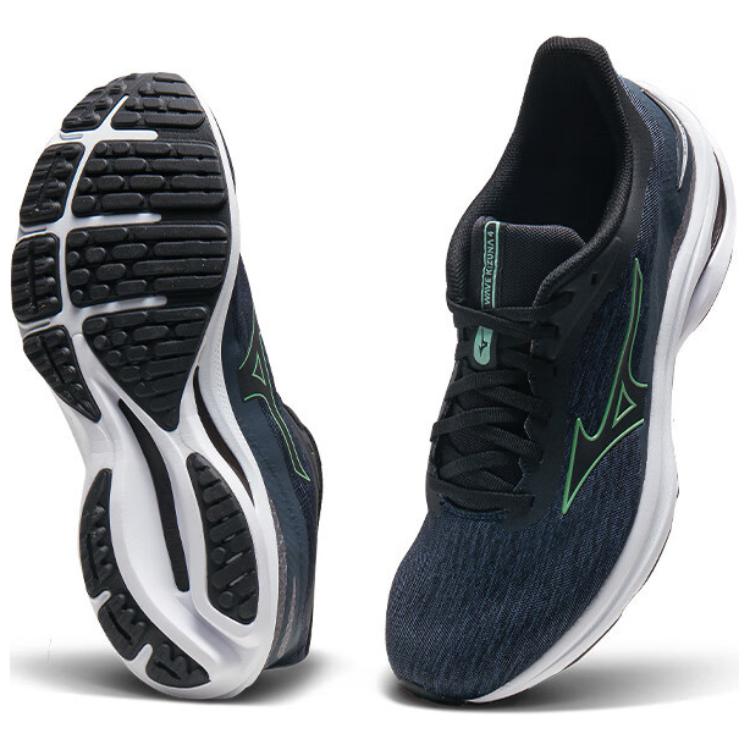 Mizuno Wave Kizuna 4 Удобная амортизация Баланс Низкий верх Кроссовки для бега Мужские Кроссовки Черный Мятно-зеленый J1GC241602