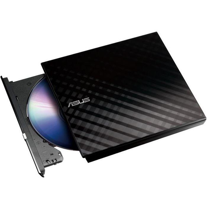 Graveur DVD Externe Asus SDRW-08D2S-U Slim Noir - USB 2.0 - Disc Encryption Et Drag-and-Burn
