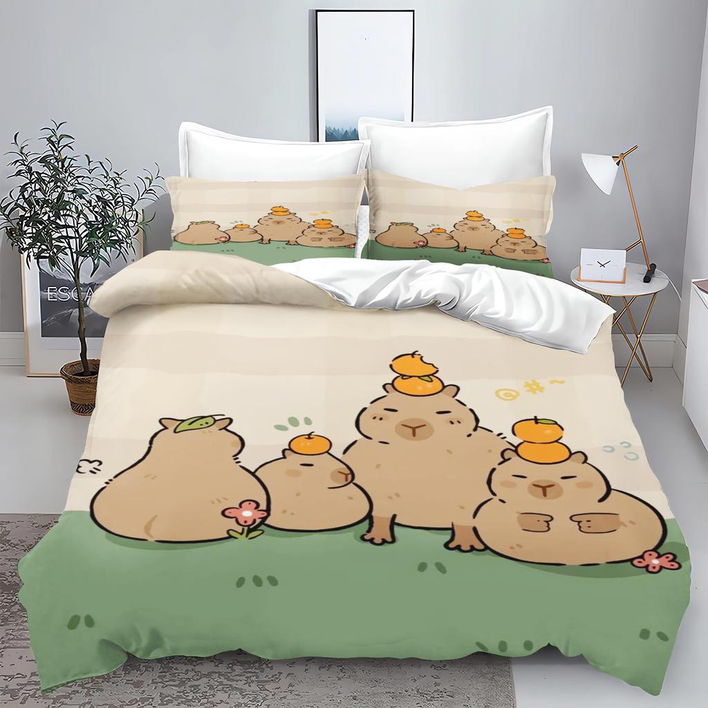 Новый комплект постельного белья с 3D-принтом в виде животных Kawaii Capybara для мальчиков и девочек Twin Queen Size, пододеяльник, наволочка, детская кровать, домашний текстиль для взрослых