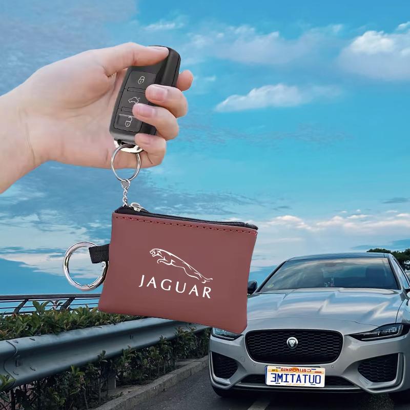 Car Leather Key Wallet Card Bag Emblem keychain Pouch For Jaguar XKR XEL XFL S F XK XJL XJ6 XJS E-Pace I-Pace S-Type X-Type XFR PP21