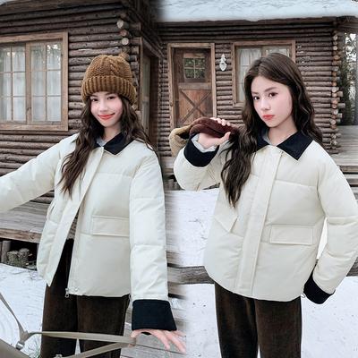 Женский пуховик контрастного цвета, новая зимняя утолщенная свободная хлопковая куртка, маленькая мужская куртка с хлопковой набивкой