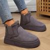 Women's Solid Color Fluffy Boots with Fleece Lining Soft Sole Slip-On Winter Warm Plush Non-Slip Boots