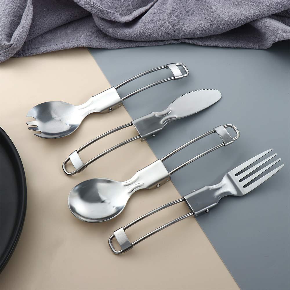 Picnic Travel Tableware Utensils Stainless Steel Camping Fork Cutlery Spork Spoon