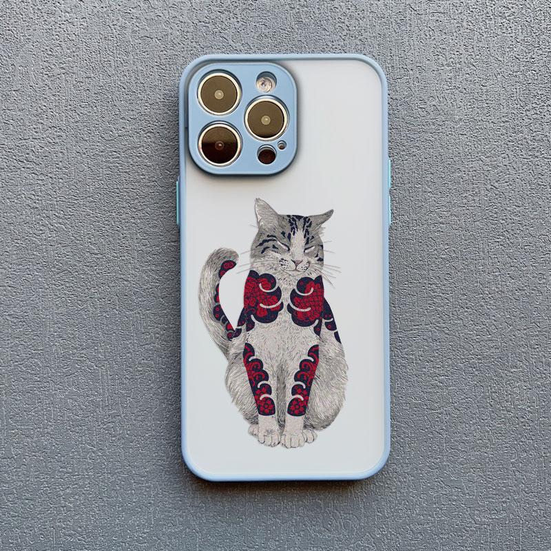 Японский стиль, красочный дизайн с кошкой, чехол для телефона для iPhone 16 15 14 Pro Max Plus 11 12 13 Mini Pro Max XR X XS 7 8 SE2, задние крышки