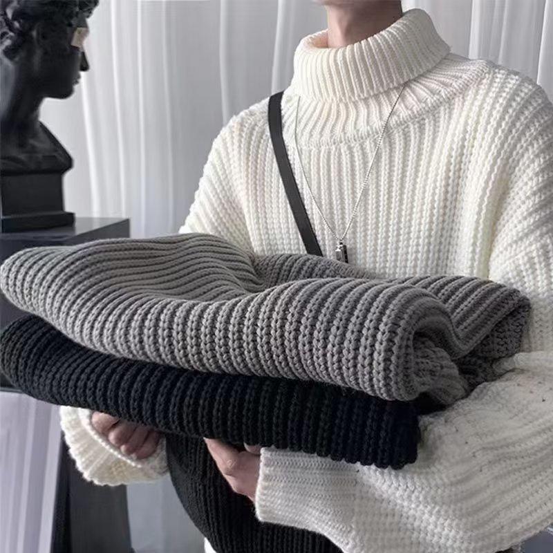 Men’s Thick Warm Knitted Turtleneck Sweater - Autumn/Winter Trendy Lazy Style