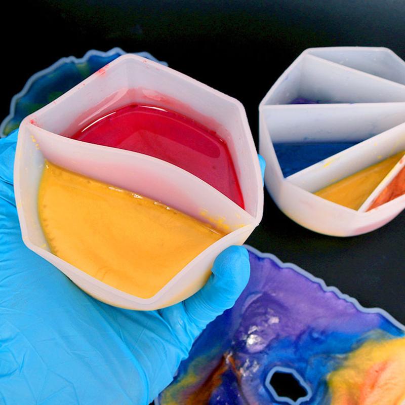 4шт Diy силиконовые мерные чашки 2/3/4/5 камер многоразовые чашки для смешивания красок с разделителем для смешивания