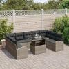 Ensemble Canapé Jardin 10 Pièces avec Coussins Gris en Rattan Poly 3357442