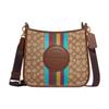 New Dempsey Jacquard Fabric With Refined Calfskin Shoulder Bag, Crossbody Bag Large Women's Khaki & Rosewood CG505-IMT1O