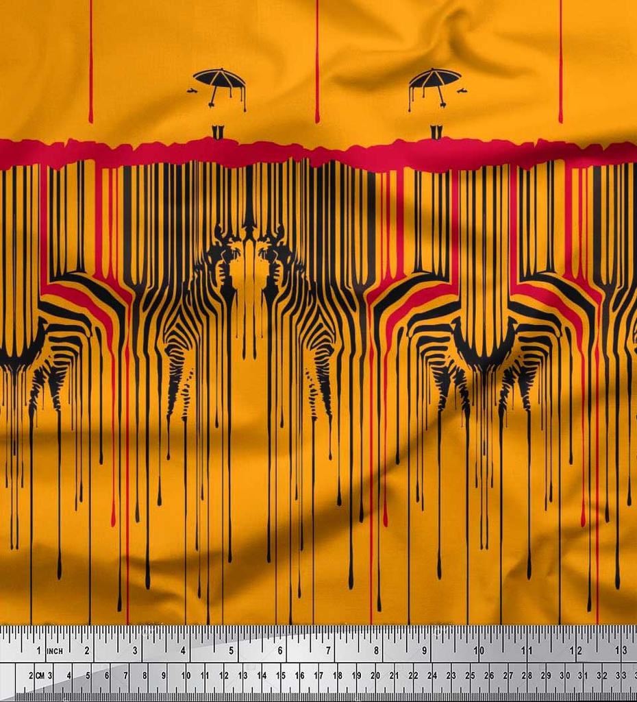 Soimoi Японский креп-сатин, ткань с принтом в виде зонтика и кожи зебры, 42 дюйма по метрам