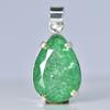 Замбийский Зеленый Изумруд 37 Карат Натуральный СЕРТИФИЦИРОВАННЫЙ Серебро 925 пробы Подвеска-груша MY.PD-172-NS