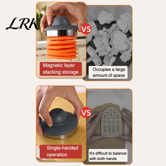 DIY Fondant Embosser Tools 8pcs Halloween Magnetic Cookie Stamp Molds, Pumpkin Ghost And Skeleton Patterns Stainless Steel Stamper Design