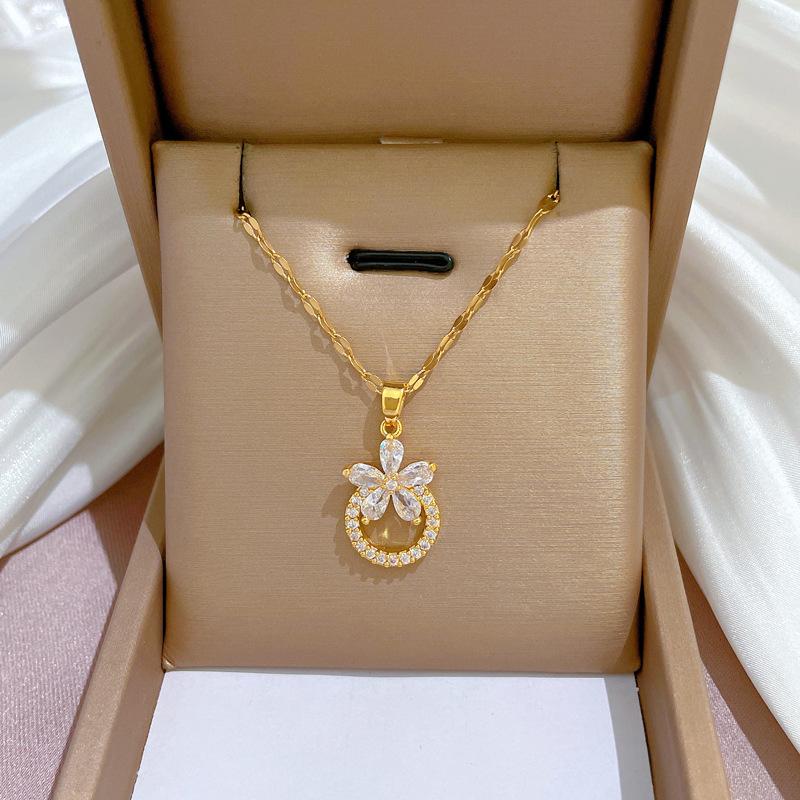 Геометрические Популярные Элементы Роскошное Банкетное Свадебное Ожерелье Женская Универсальная Цепочка на Ключицу Титановая Сталь