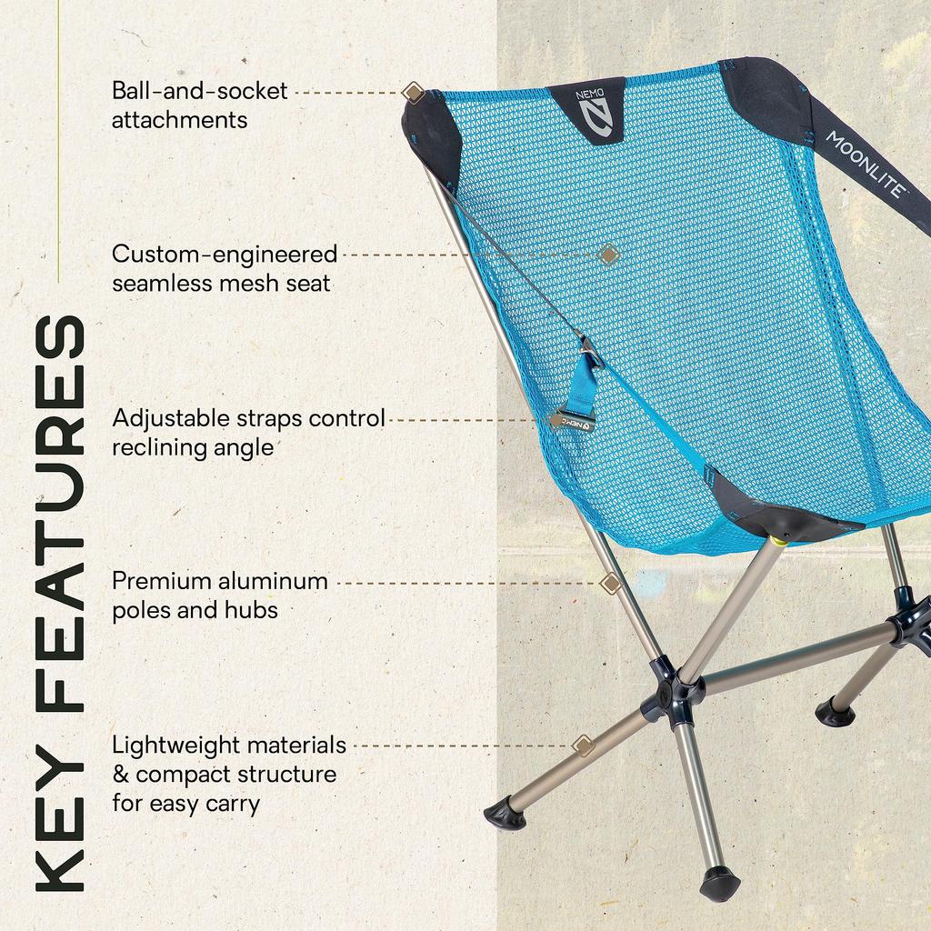 Кресло для кемпинга NEMO Moonlite с откидной спинкой - Синяя птица