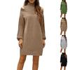 Women's Fashion Winter Solid Color Long Sleeve Half-High Neck Off-Shoulder Long Sleeve Knitted Dress