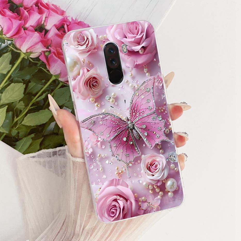 For Xiaomi Pocophone F1 Case Luxury Flowers Butterfly Painted Cover Soft Slim Phone Case For Xiaomi Poco F1 PhoneF1 PocoF1 Shell