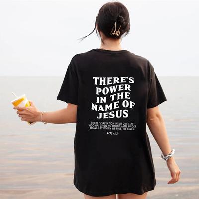 Иисус спасает Сила во имя Иисуса Футболка большого размера Христианская свободная футболка Женская модная повседневная хлопковая эстетичная футболка