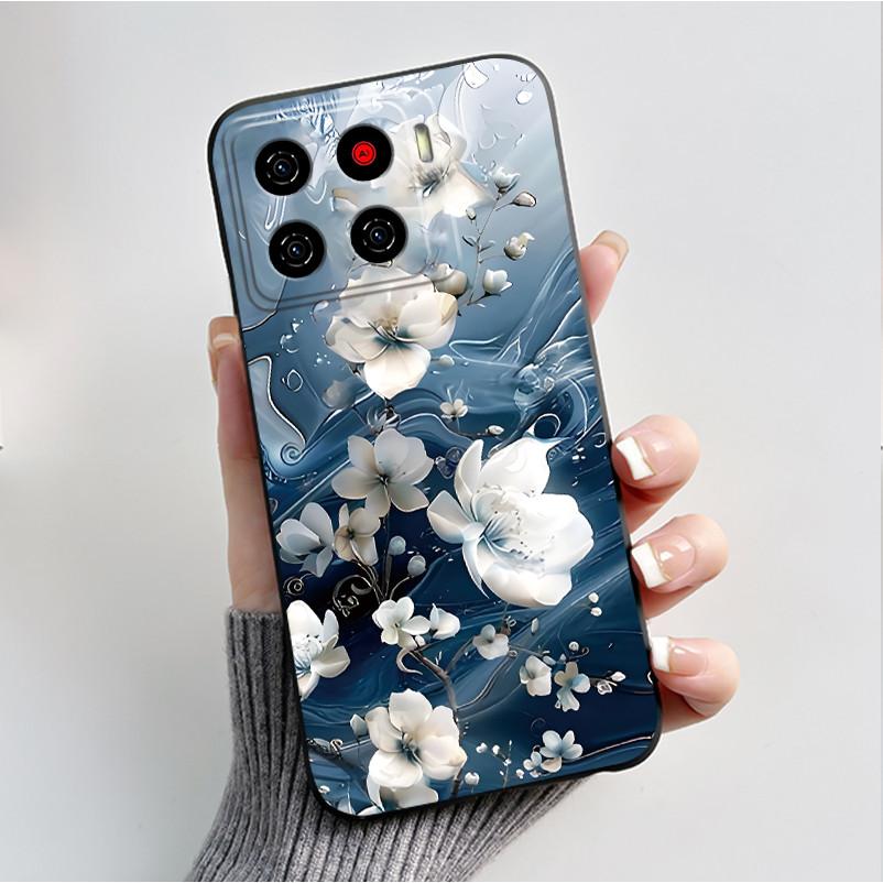 Чехол для телефона ZTE Blade A56 BladeA56 Pro Корпус Роскошная Мода Бабочки Цветы Черный Мягкий ТПУ Силикон Защитный Чехол
