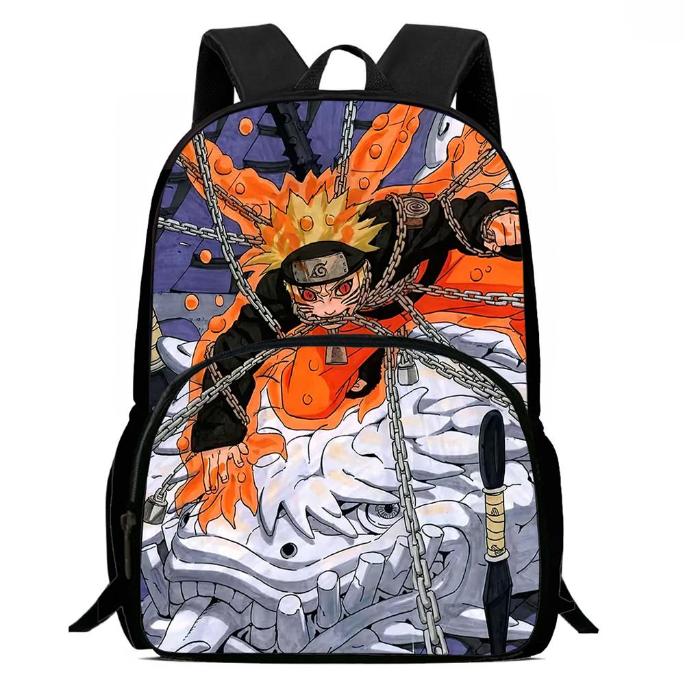 Детский рюкзак-мультфильм Аниме NARUTO, с регулируемым плечевым ремнем и передним карманом, легкий и прочный, для мальчиков и девочек в возрасте 6-10 лет