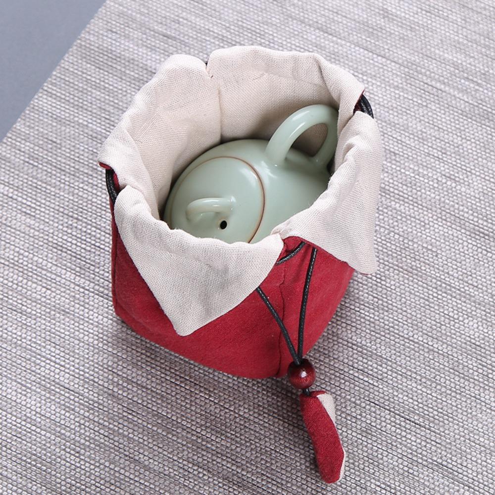 Multi-Function Thickened Cotton Storage Bag Durable Portable Tea Cup Pouch Convenient Cotton Teacup Storage Bag Outdoor