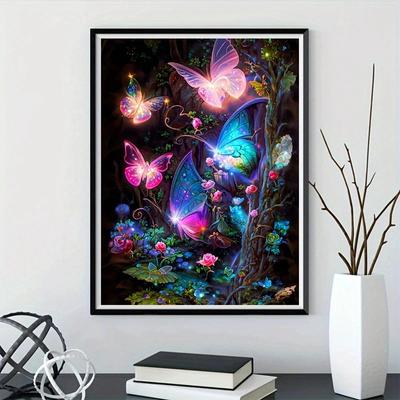 1 шт. DIY 5D Алмазная картина без рамы, Алмазная картина с мультяшными животными и бабочками, Домашний подарок ручной работы, Безрамные подарки для домашнего декора ручной работы