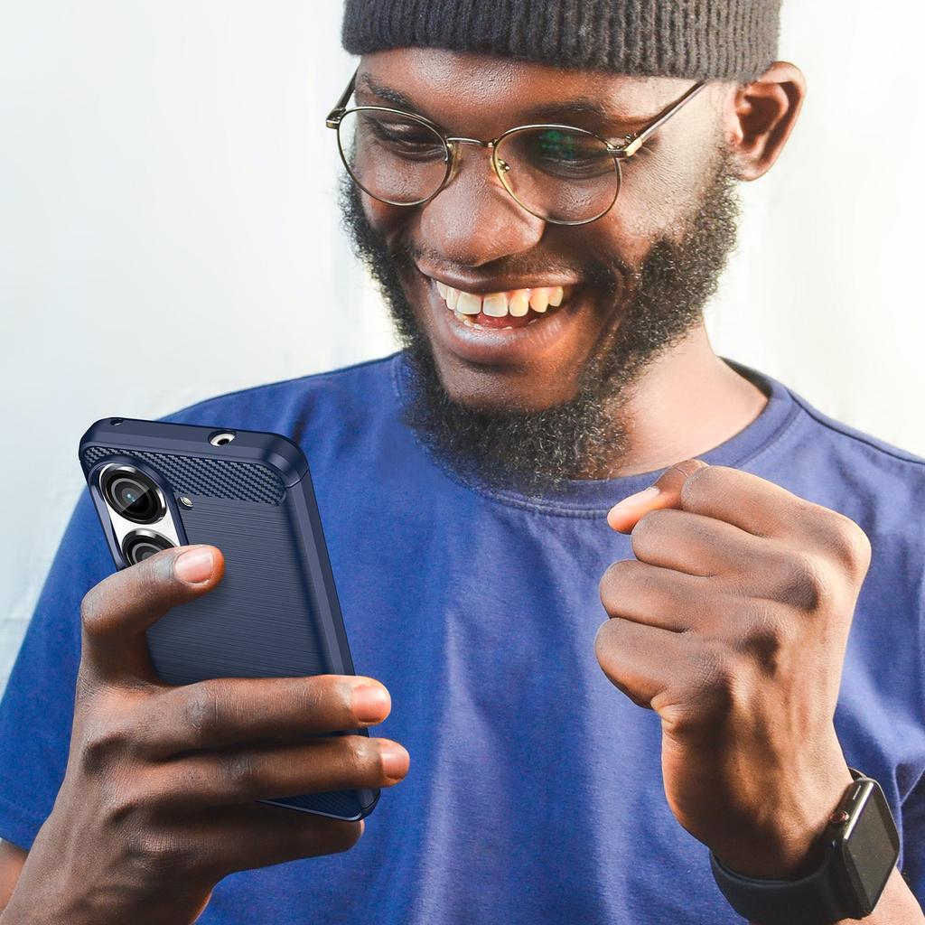 For Asus Zenfone 10 5G Carbon Fiber Texture Phone TPU Case Brushed Phone Protective Cover