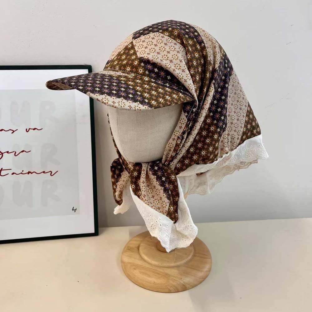 Retro Scarf Peaked Cap Floral Triangle Headscarf Hat Driving Y2K Headscarf Baseball Hat Streetwear