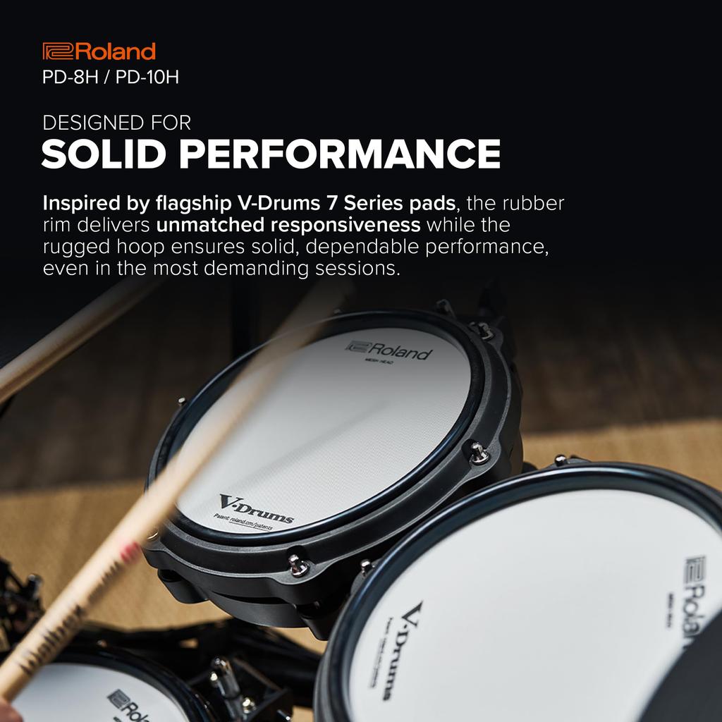 Roland Двухзонный триггер 20,3 см: ощущение и отклик. Прочный и тихий. Прочная обода и резиновое покрытие. Совместим с широким спектром Roland PD-8H V-Pad 20,3