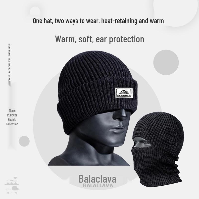 Men's Windproof Knitted Balaclava: Warm Cycling Face Mask and Winter Beanie