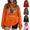 Ayollar uchun kundalik yumaloq bo'yinli uzun qisma pulover, Halloween bosmali top, uzun qisma xudi