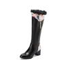 2025 Winter Knee High Boots for Women Printing Patchwork High Heels Women Shoes Big Size 43 Plush Warm Botas De Mujer WSH4935