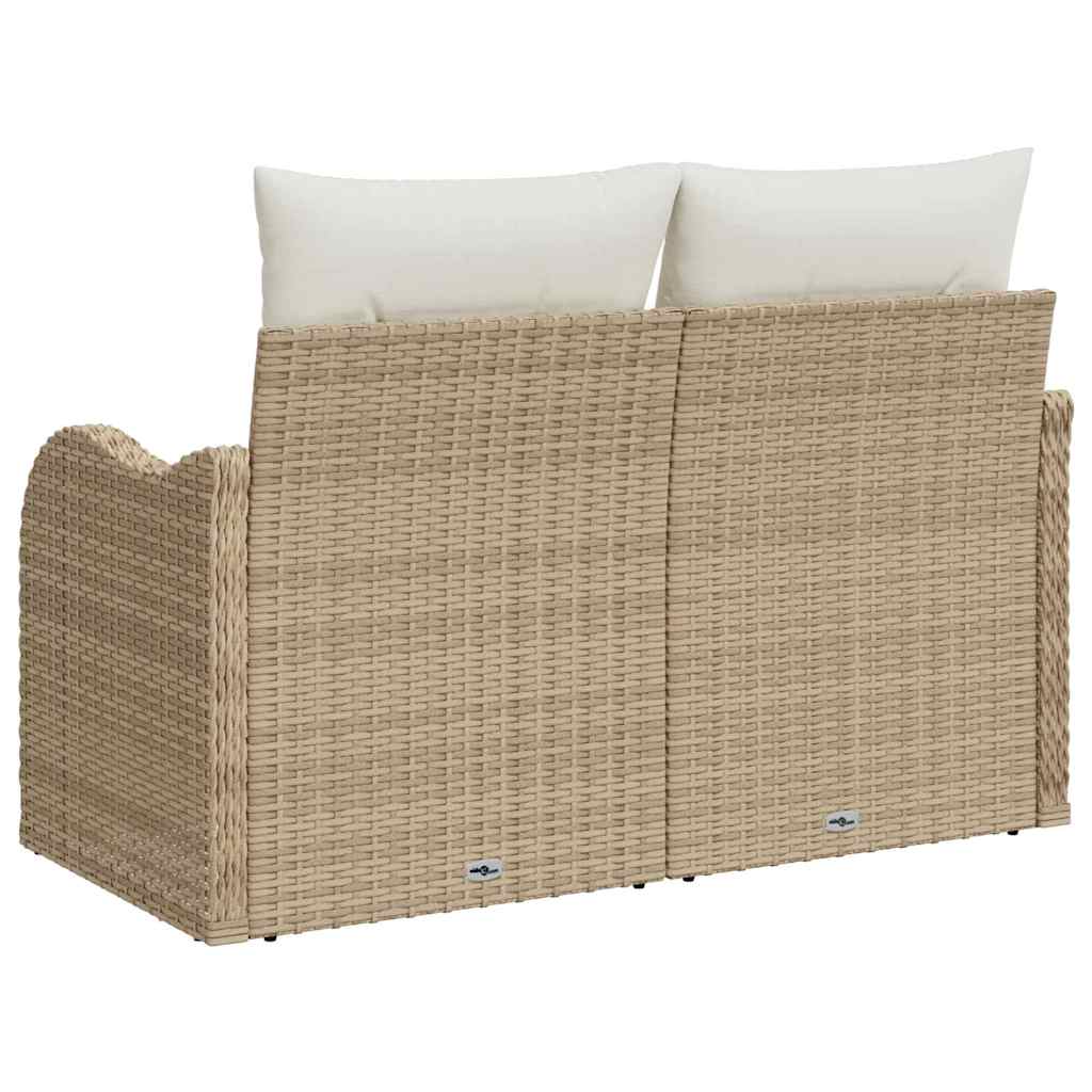 Garden Sofa with Cushions Beige 121 x 62 x 69 cm Poly Rattan
