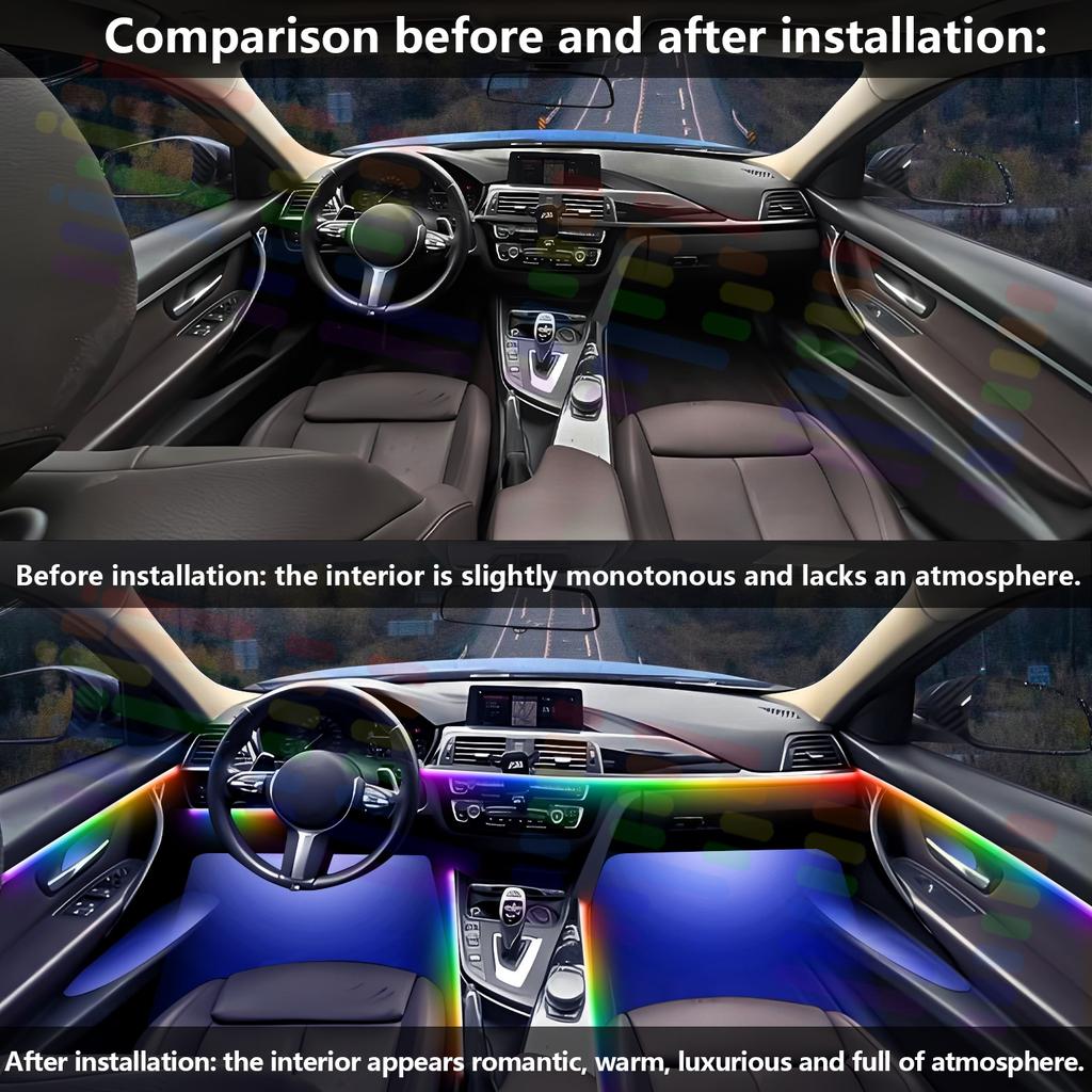 6 In1 for BMW X5 E53 E70 Car LED Ambient Lamps Colorful Atmosphere Lights Auto Interior Neon Strip 64 RGB Lighting 12V 64 colors Neon Lights 4