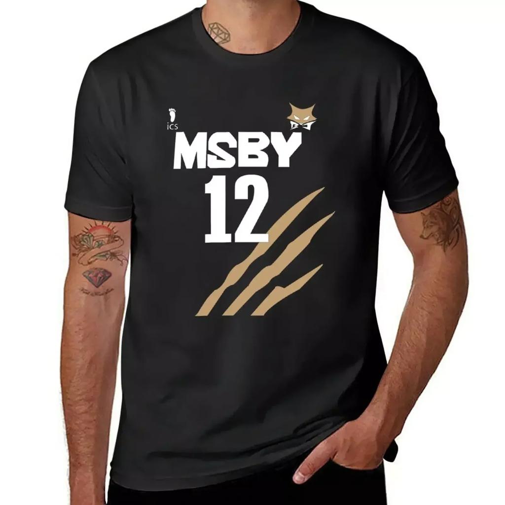 Bokuto Koutarou Jersey - Haikyuu!! MSBY Black Jackals Wing Spiker, No. 12 T-Shirt Short sleeve tee black t-shirts for men