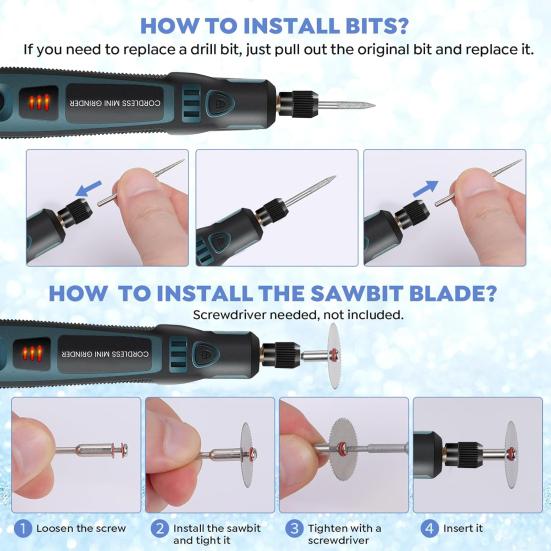 Мини Аккумуляторный Роторный Инструмент 3-скоростной USB Перезаряжаемый Роторный Инструмент с Аксессуарами для DIY Поделок Изготовления Ювелирных Изделий Резьбы по Дереву Полировки Шлифовки Сверления