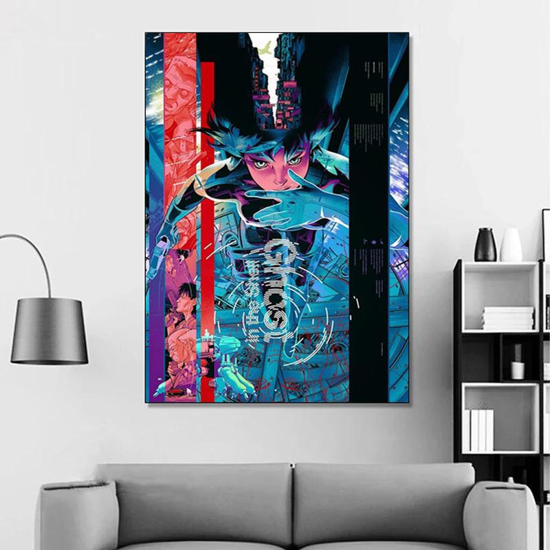 Ghost In The Shell Fight Police Future Sci-Fi Poster and Prints Japan Anime Canvas Printing Wall Art Picture for Room Home Decor
