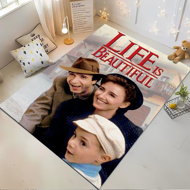 Life is Beautiful Poster Print Design Rug - Non-slip rug suitable for living room and bedroom sofas sofas