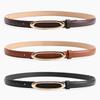 Minimalist Women Leather Belt With Elliptical Flat Buckle For Dress And Jeans