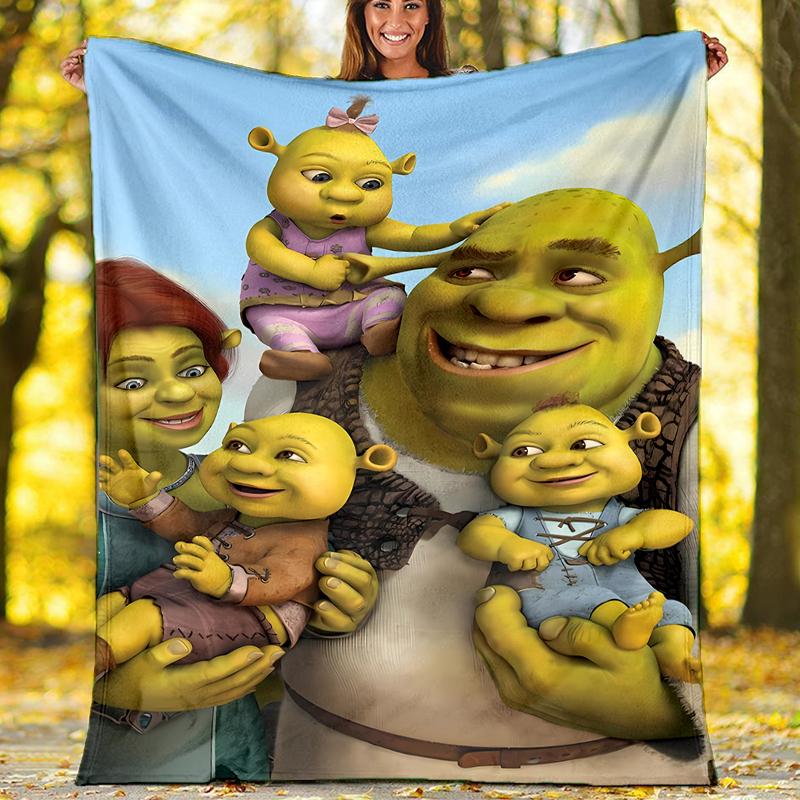 Shrek Theme Printed Blanket - Perfect for Couch, Bed, Travel & Outdoor Use | Machine Washable, Cozy & Durable.