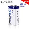 PALO 100% оригинальная 6f22 9V Usb батарея 9v перезаряжаемая батарея Li Ion 9V литий-ионные батареи для термометра микрофона батареи