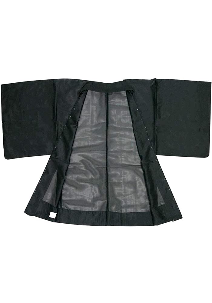 Летний цельный кусок комаро одинарный струйный [KYOETSU] хаори, моющийся, однотонный, одежда, ткань, вещь, мужской (3л, черный)