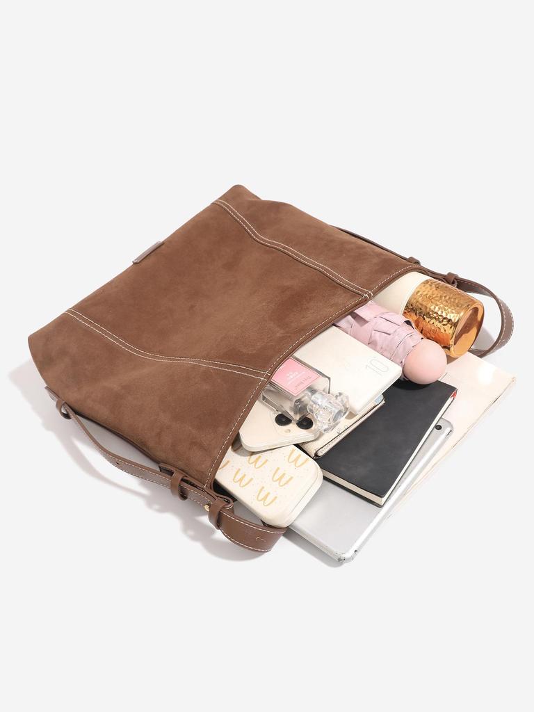 2025 Расслабленная Ретро Замшевая Сумка-Хобо Тоут - Большая Вместимость Сумка через Плечо