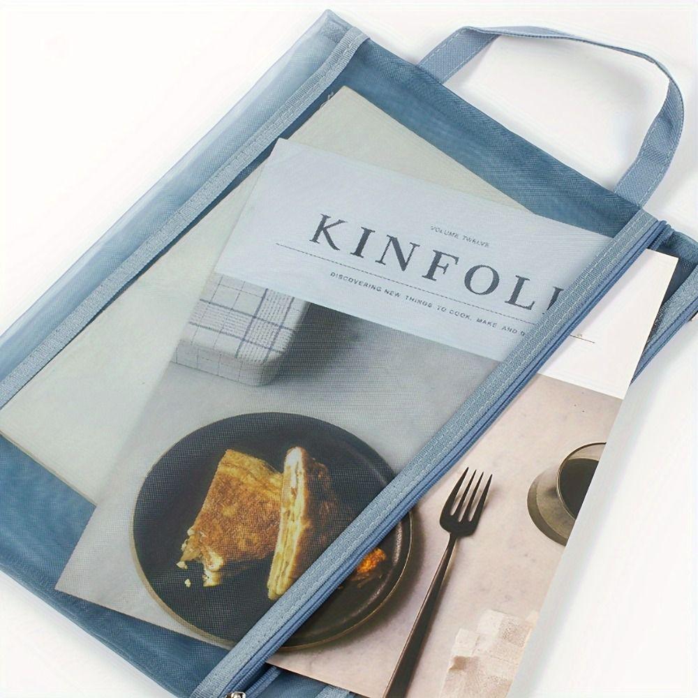 Simple Mesh Zipper Pouch Subject ID Card Storage Handbag Stationery Organizer Pouch Student Gift