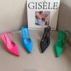 Summer New Brand Women 6 .5cm High Heels Slingback Sandals Mules Green Blue Stiletto Heels Lady Rose Red Party Pumps Shoes