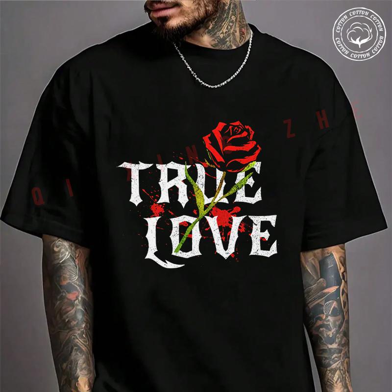Moto Men's T-shirt True Love Creative Design Cotton T Shirt Short Sleeve Exquisite Design Essen