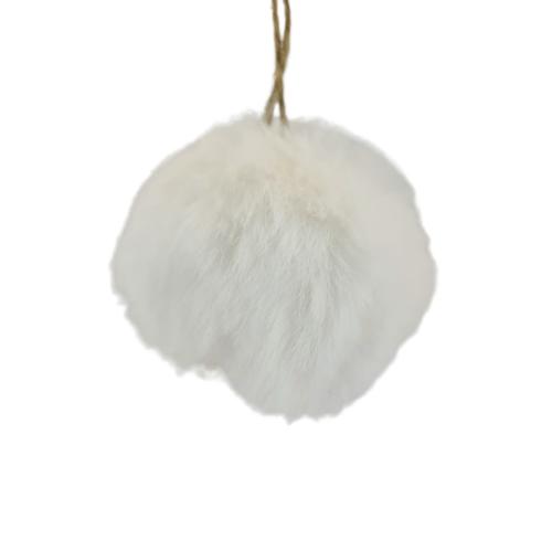 Hanging Bauble Textile Ball Furry White 4 × 4 × 4