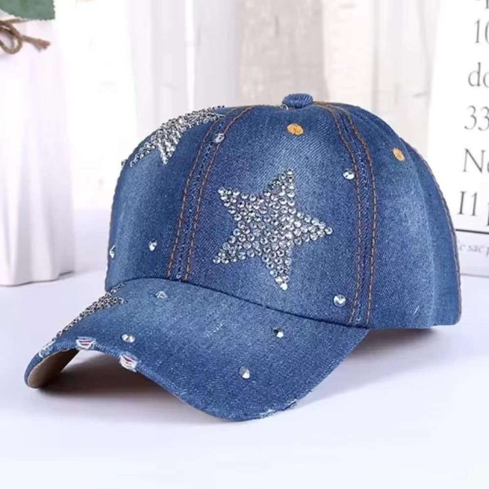Adjustable Rhinestone Baseball Cap Curved Brim Duck Tongue Hat 2025 Sequins Sports Hat